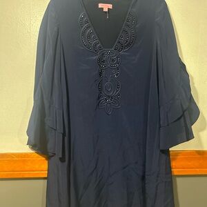 Lilly Pulitzer Navy Embellished V-Neck dress mini